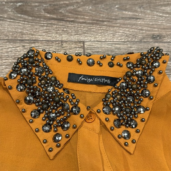 Foreign Exchange - Sheer Top & Beaded Collar with Cut Out - Picture 2 of 2